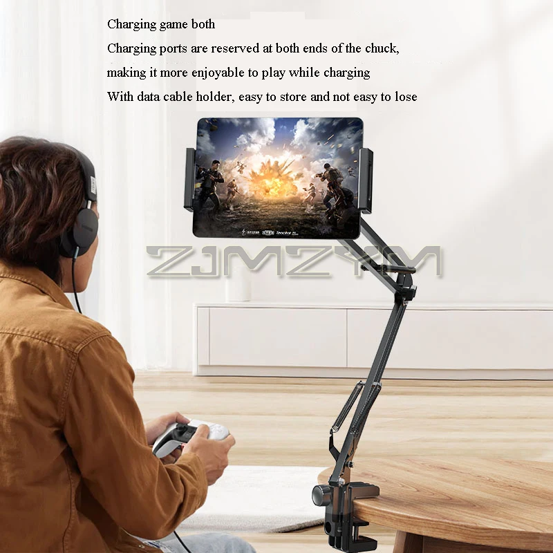 360 ° Rotating Phone Tablet Stand Lazy Desktop Tablet Holder Long Arm Tablet Stand Clips Bed For 4-12 Inch Phone iPad Bracket