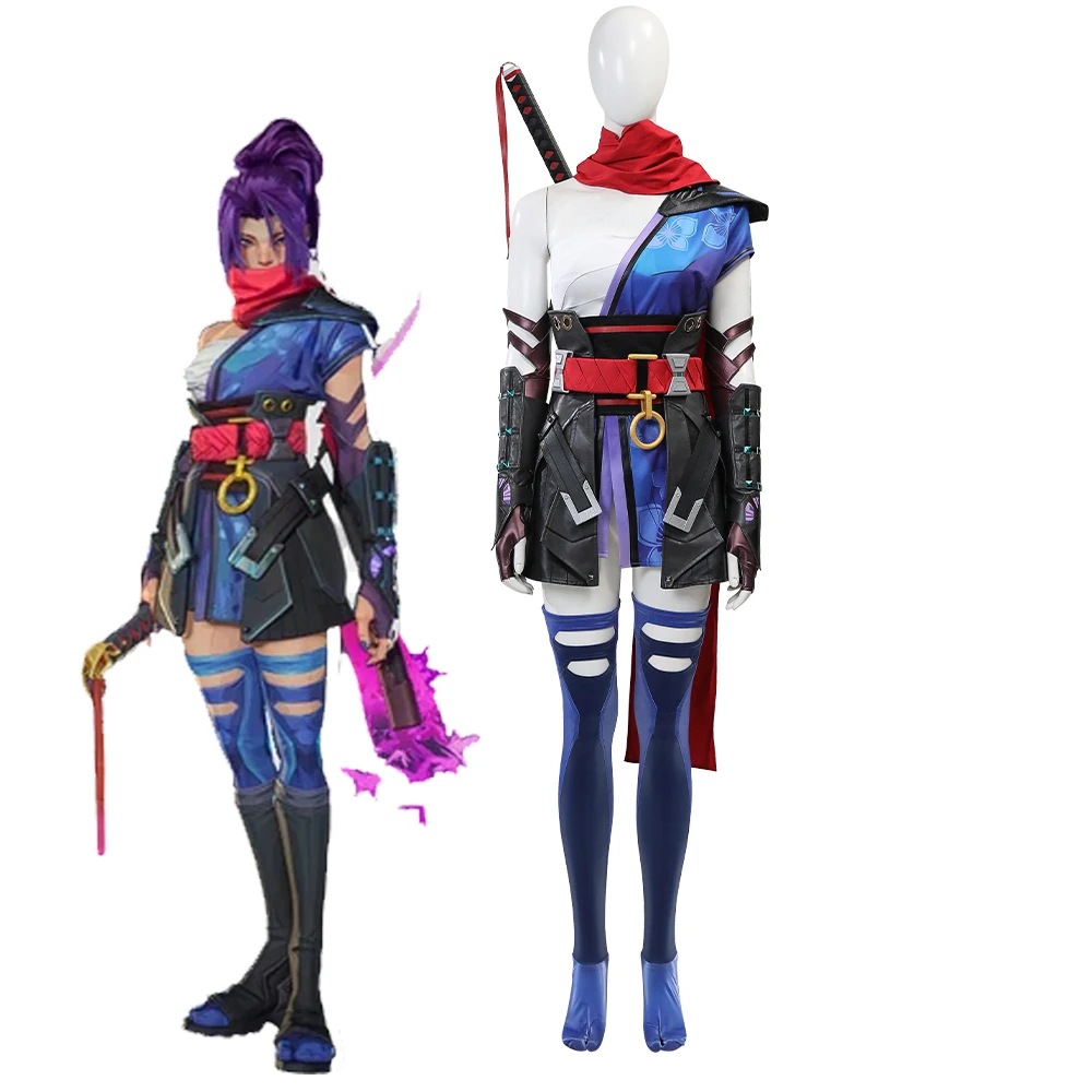 

Game Psylocke Cosplay Costume Woman's Dress Skirts Stocks Full Set Halloween Cosshow Party Outfit