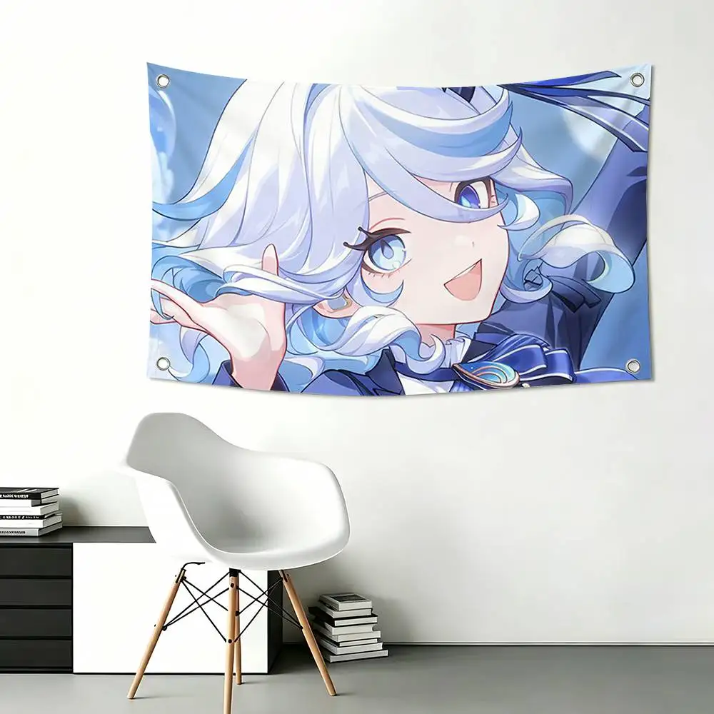 F-Furina Genshin Impact Flags Wall Hanging Tapestry Outdoor Garage Room Decorative flag Background Blanket 5