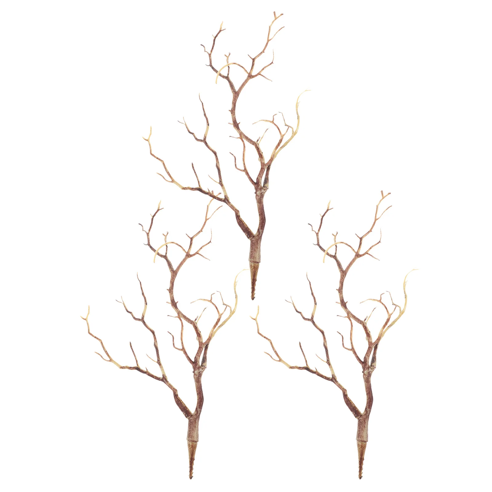 

3pcs Dark Style Deer Antler Hairpin Artificial Dried Tree Branches Coffee Color Realistic Fake Branch For Vase Decoration