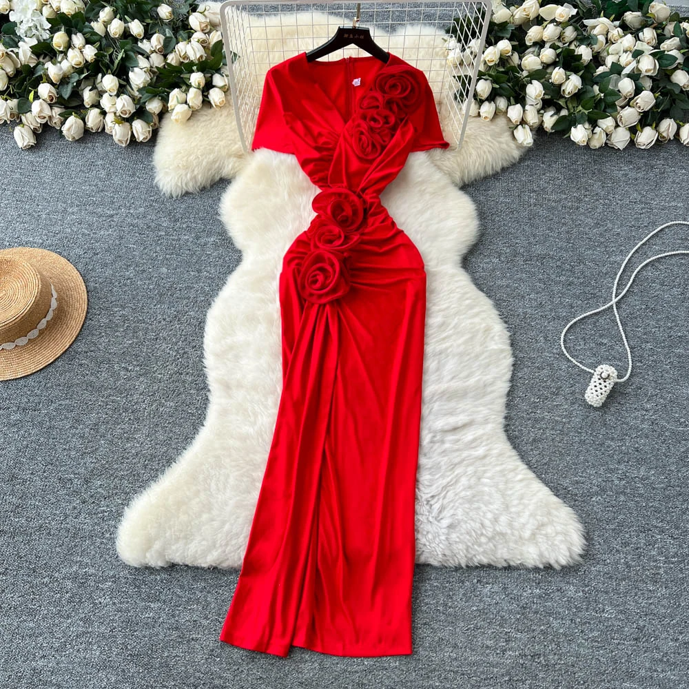 

Chic Sexy short sleeve V-neck Fairy Casual dress Summer Beach Vestidos Women Party ceremony dresses