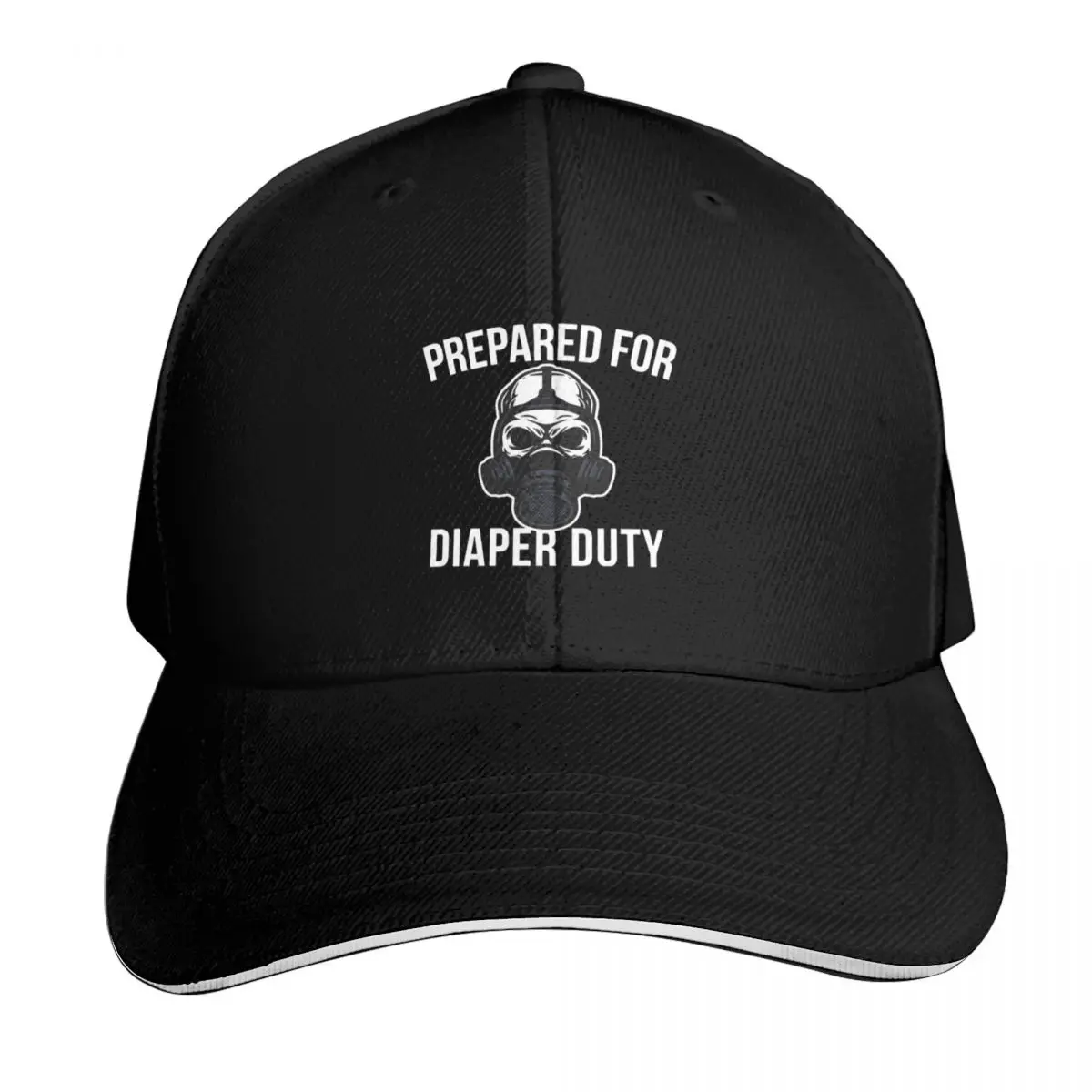 Diaper Baseball Cap Cotton Twill Breathable Contrast Two Tone Brim Snapback Flat Bill