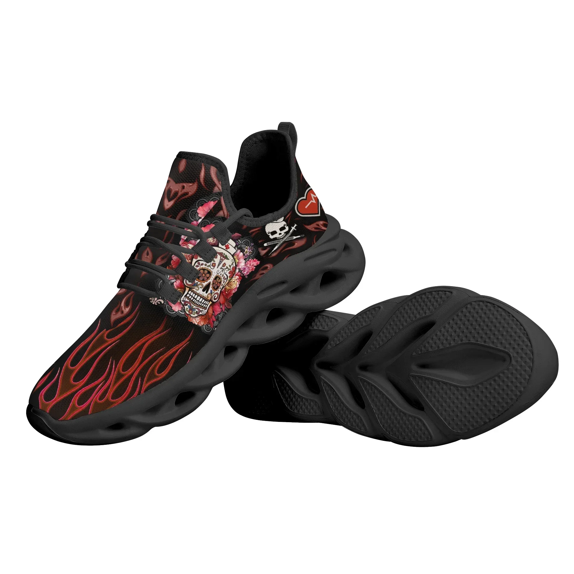 Fashion Women Outdoor Running Shoes Gothic Style Skull Lace Up Platform Sneakers Comfortable Non-slip Flats Shoes Zapatos Mujer view 6
