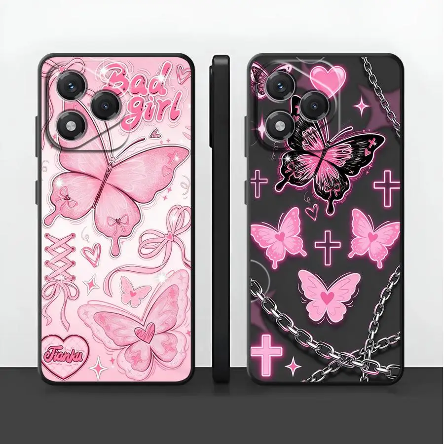 Pink Black Butterfly Funda Phone Cover Case for Huawei P20 Lite 2018 P20 P40 Lite P30 P20 Pro P Smart 2019