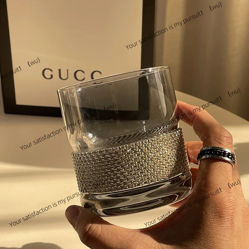 Fairy model niche light luxury diamond-encrusted glass drinking glass ins high-end style couple drinking cup diamond