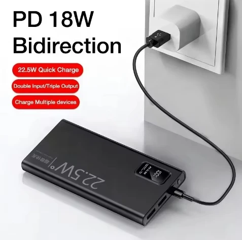 High Capacity Power Bank 10000mah PD Fast Charger Powerbank 20000mah 22.5W Portable Power Bank with Four Ports