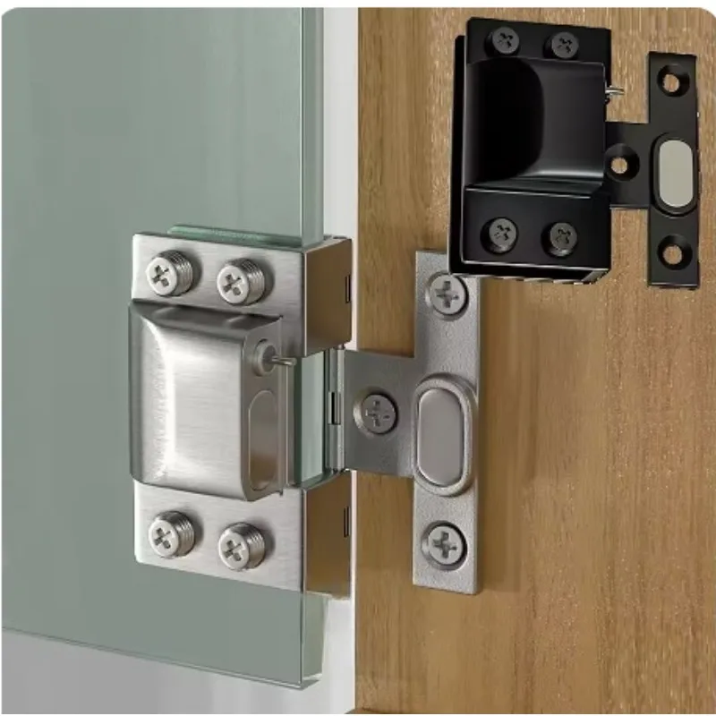 2Pcs SUS304 Hydraulic Cabinet No-drill Glass Hinge For Wine Showcase Bookcase