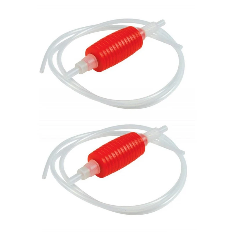 2X 2 Meter Red Syphon Tube Hand Fuel Pump Gasoline Siphon Hose Gas Oil Water Fuel Transfer Siphon Pump For Water