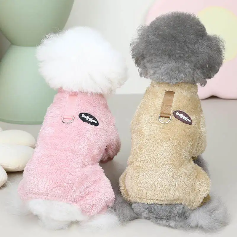 

Dog Clothes Autumn Winter Thickened Pet Clothing For Dog Cats 25 Three-Color Pull-On fleece-lined Four-Leg Fluffy Sweaters