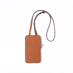 Girls Genuine Leather Messenger Bag Mobile Phone Shoulder Bag Pocket Crossbody Bag Designer Buckle Closure Purses And Handbags