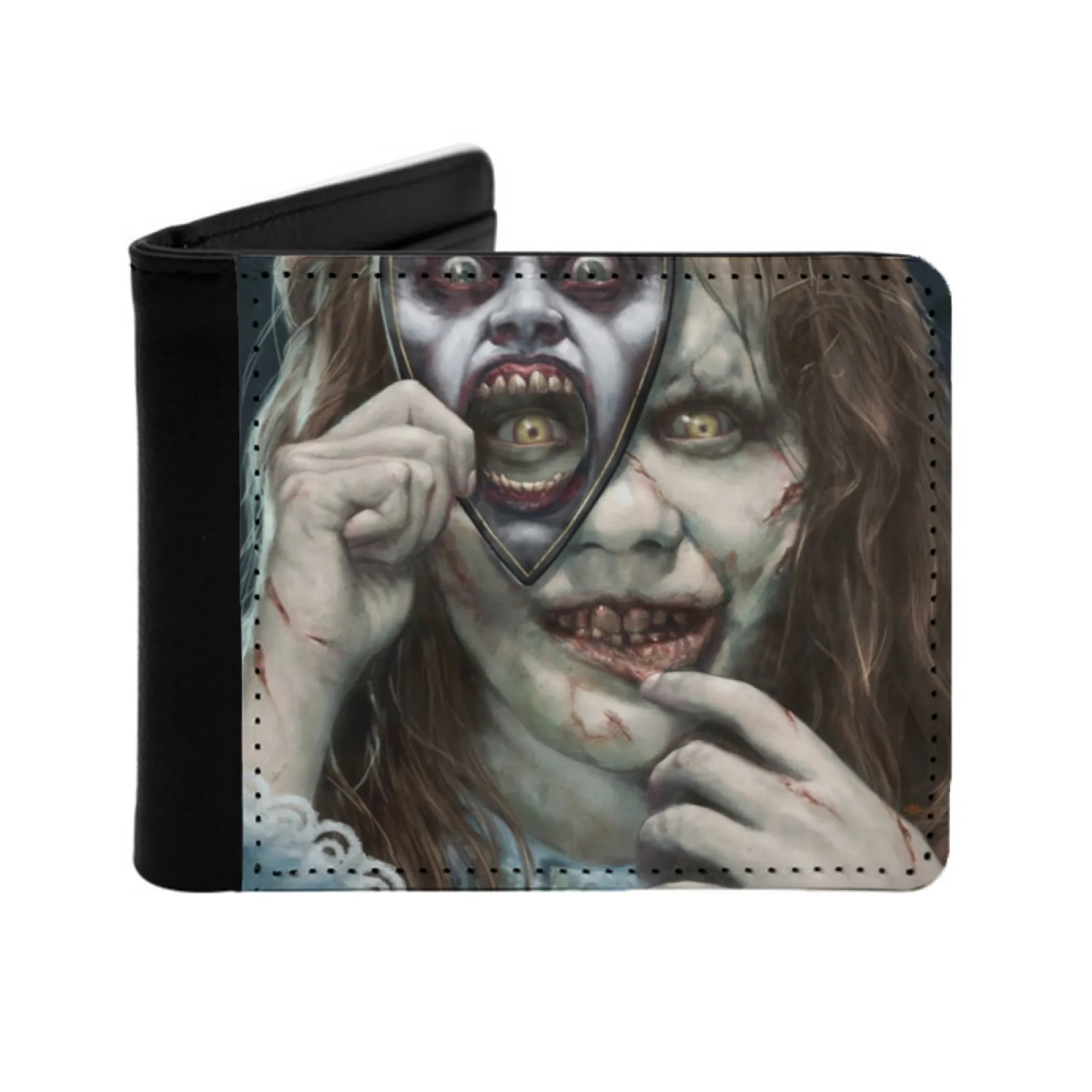 

Regan's Game Personalized Men's Leather Wallet Credit Card Pouch Purse Regan Exorcist Possessed Evil Pazuzu Demon Horror Movies