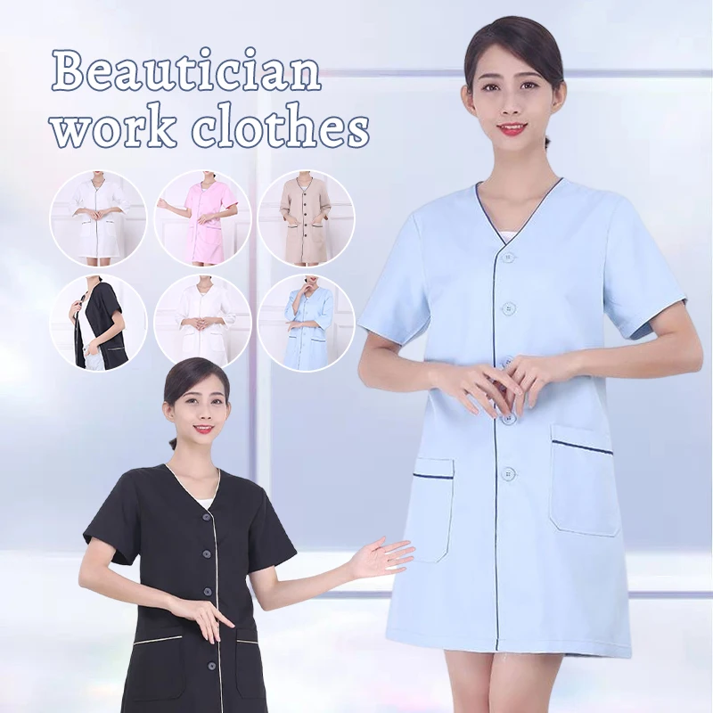 Beauty Salon Beautician Overalls Short Dress Beauty Uniform Spa Hotel Front Desk Salon Uniform Therapist Grooming Work Clothes