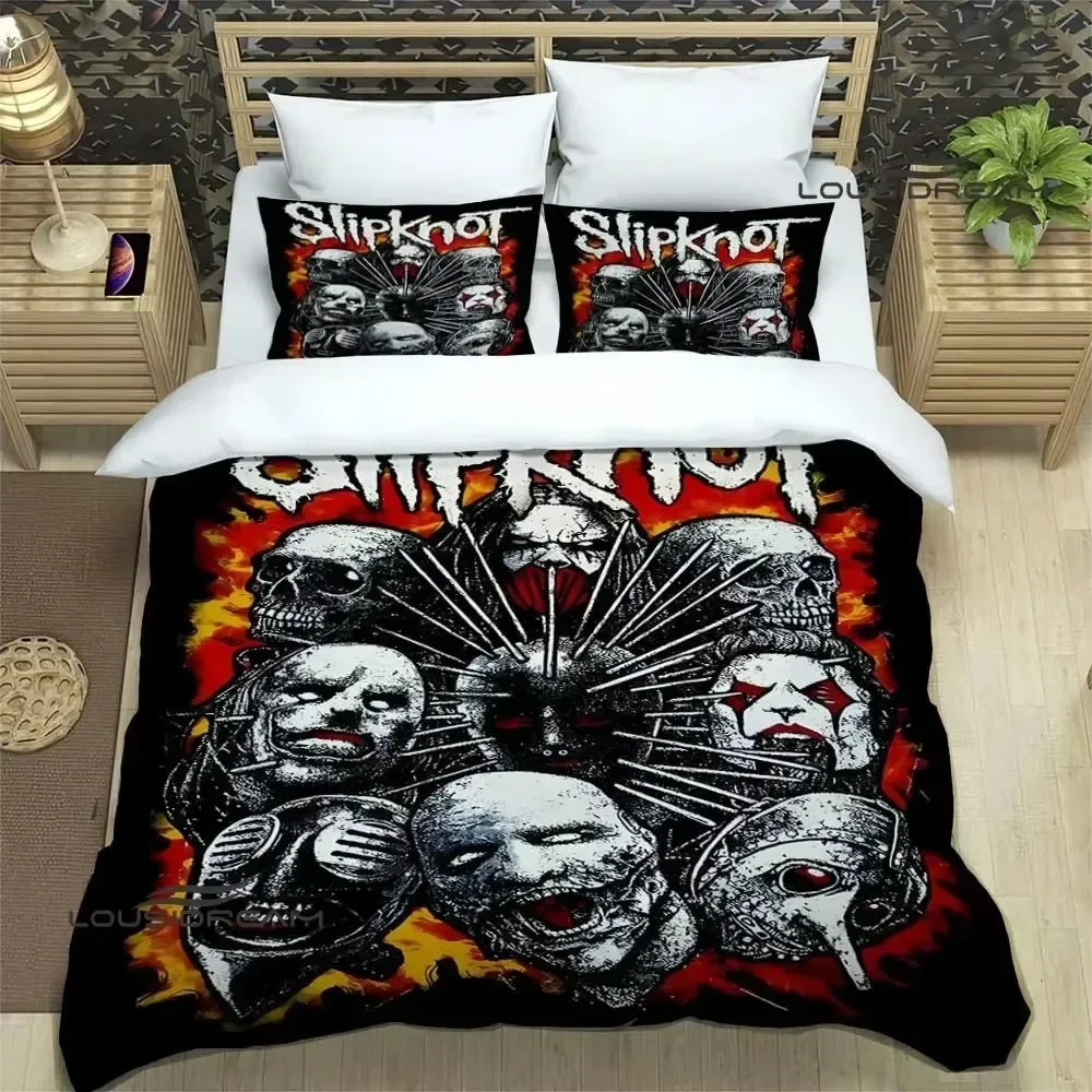 Juegos de cama con estampado de banda de S-SLIPKNOT, juego de suministros de cama exquisitos, funda nórdica, edredón, juego de cama, regalo de cumpleaños de lujo