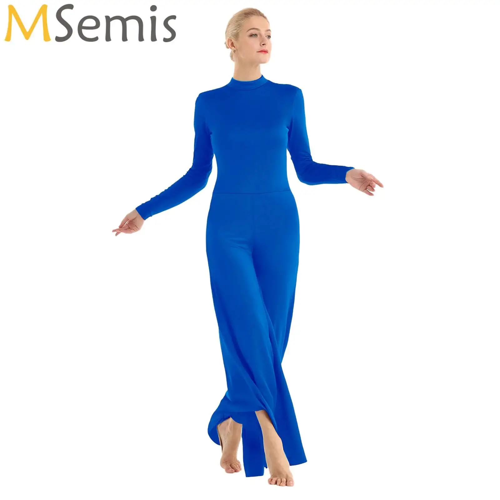 Modern Lirik dans kostümü Kadın Yetişkin Uzun Kollu Geniş Bacak Tulum Korosu için Liturjik Dans Çağdaş Bale Dans Giyim