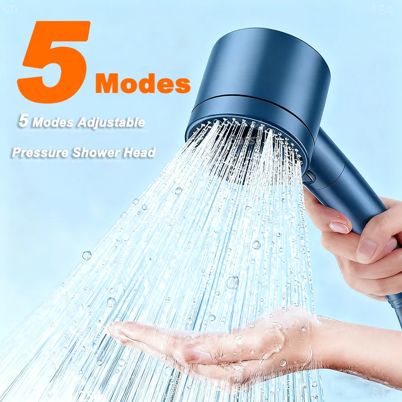 Душевая лейка с 5 режимами, высоким давлением, портативная, с фильтром, эффект дождя, для ванной комнаты, аксессуары для дома