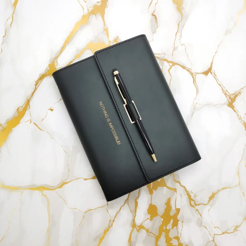 2025customized.Colorful PU Leather Notebook and Pen Business Meeting Record Exhibitions Souvenir with Custom