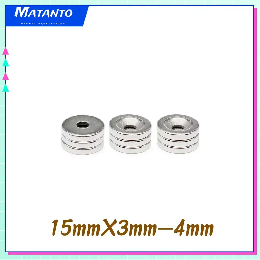 

10/20/50/100Pcs 15x3-4mm Small Round Super Strong N35 Search Magnet Countersunk Neodymium Magnet Disc Fishing Magnets Imanes