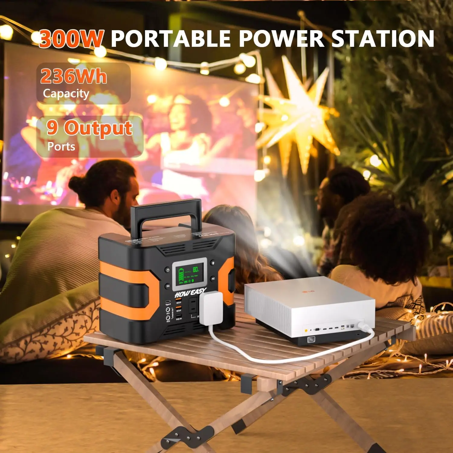 300W Portable Power Station, 236Wh Solar Generator (without Solar Panel) with Pure Sine Wave 110V AC Outlet