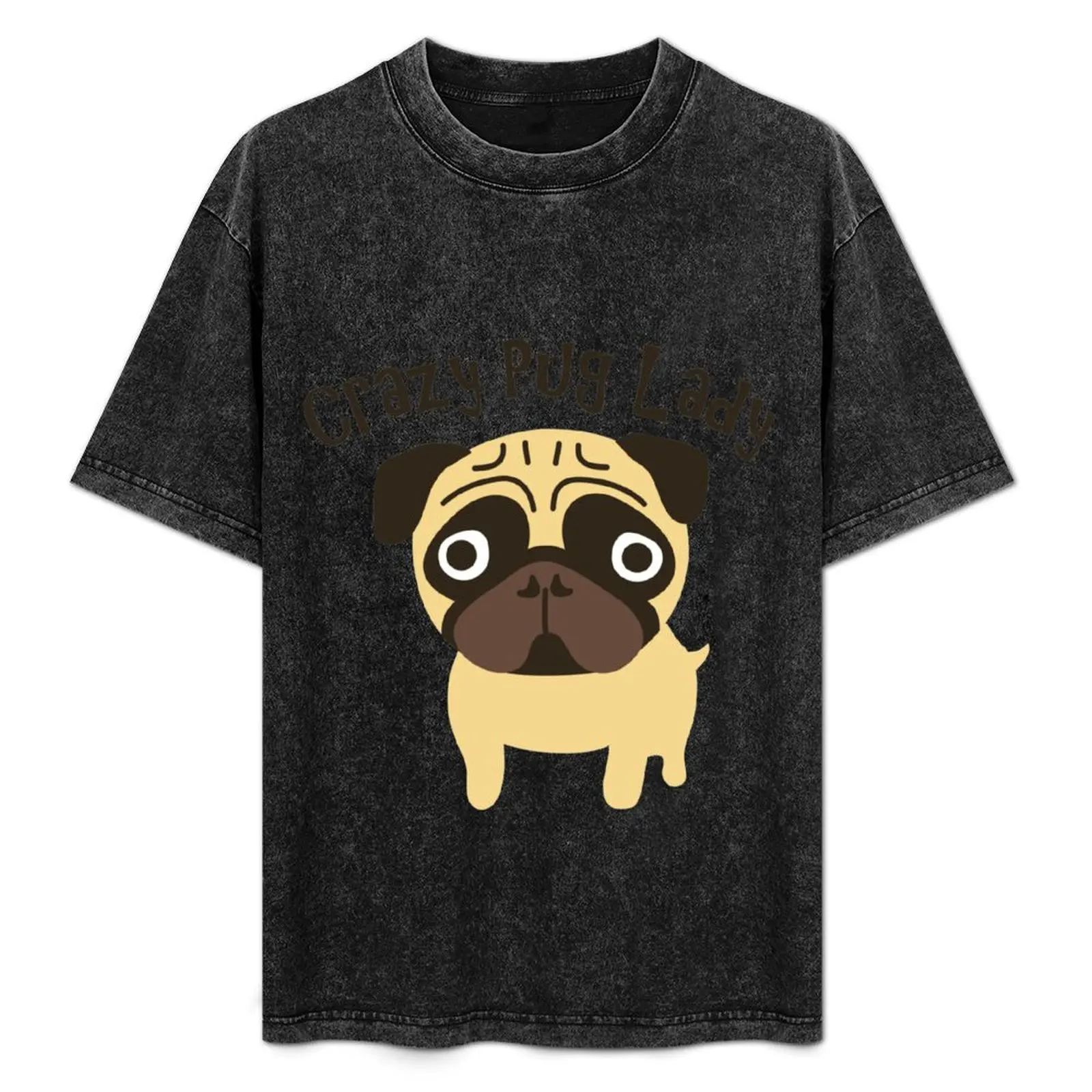 

Crazy Pug Lady T-Shirt Classic Graphic Short Sleeve Top