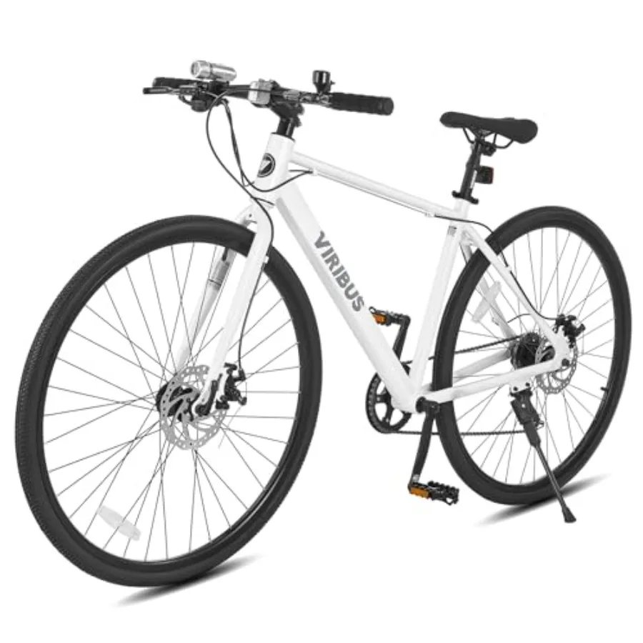 

Hybrid Bikes for city commuting, lightweight aluminum frame, white, 28 inch/ 700C wheels, 7-speed vintage retro design, ideal f