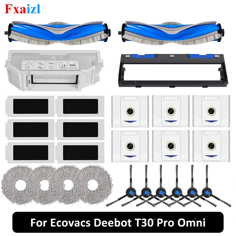 Für Ecovacs Debot T30 Pro Omni / T30 OMNI / YEEDI M12 Pro+ Teile: Rollenbürste, Seitenbürste, HEPA-Filter, Staubbeutel, Wischtuch, Zubehör