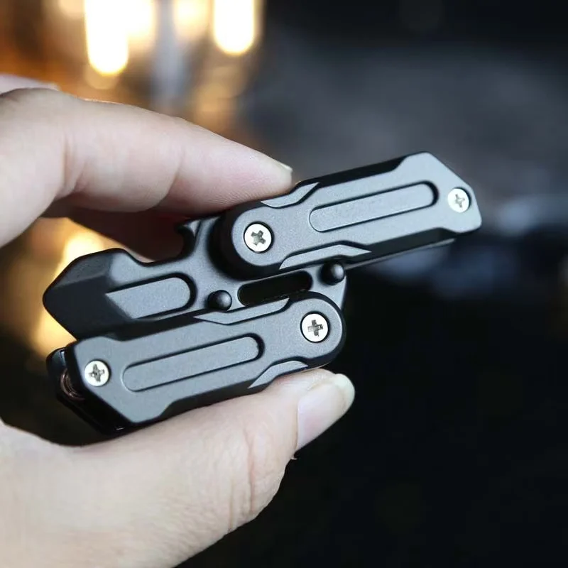 Metal EDC Fidget Toy Balisong Trainer Butterfly Knife Fidget Slider Push Card Bottle Opener Stress Relief Toys for Adult Men Gif