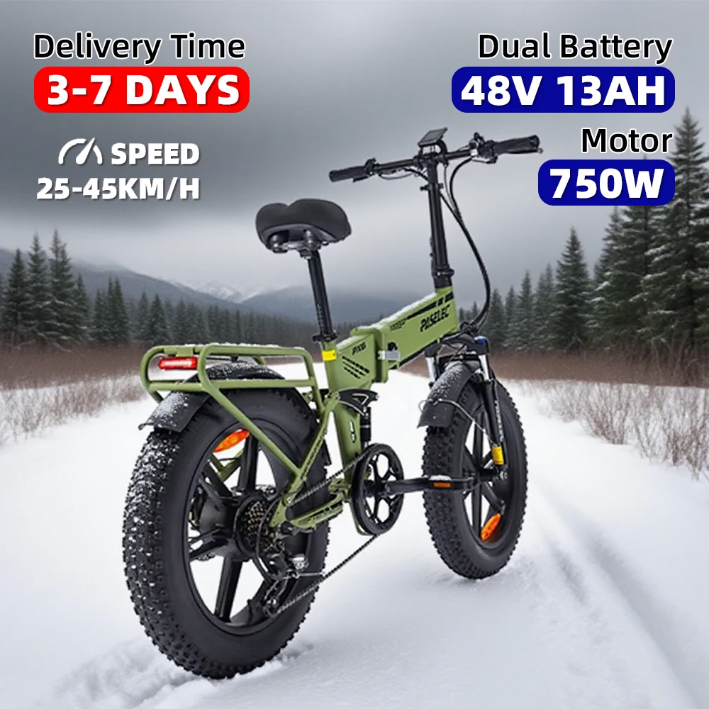 

One piece dropshipping 20 inch folding electric bicycle 750W48V13AH lithium battery electric snow bike from the United States