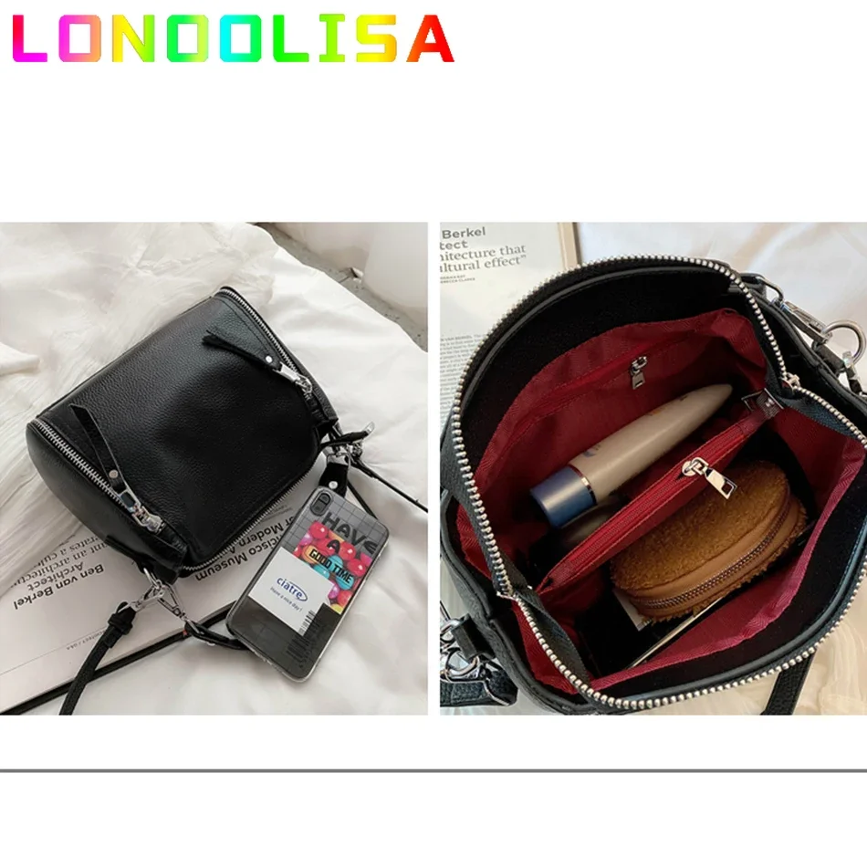 New Genuine Leather Handbag 2024 Designers Women Messenger Bags Females Bucket Bag Leather Crossbody Shoulder Bag Handbag Bolsa