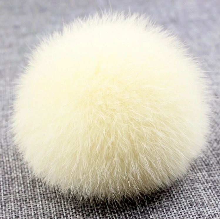 8cm Nature Genuine Rabbit Fur Ball Pom Pom Fluffy DIY Winter Hat Skullies berretti berretto lavorato a maglia pompon F001-F001-beige