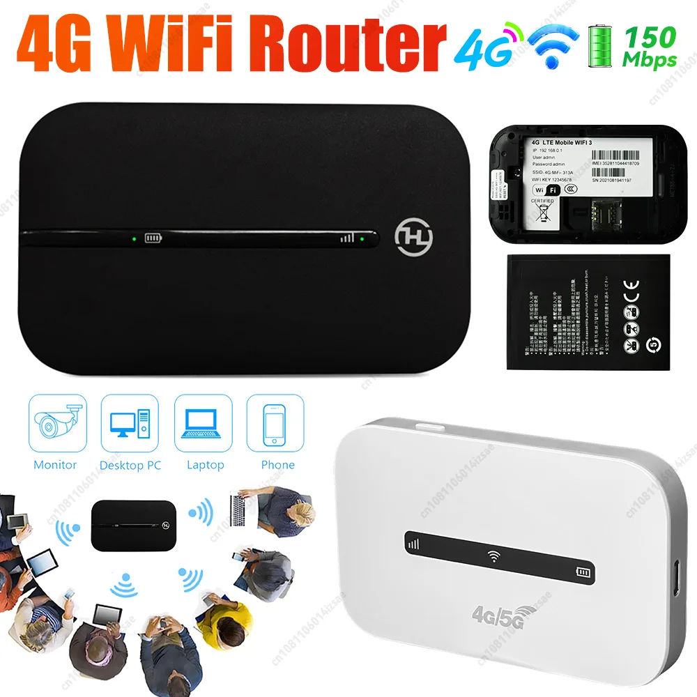 4G LTE راوتر لاسلكي واي فاي محول جيب محمول موزع إنترنت واي فاي 150Mbps هوت سبوت الوصول السريع على الإنترنت لنظام التشغيل Windows 7/8/8.1/10