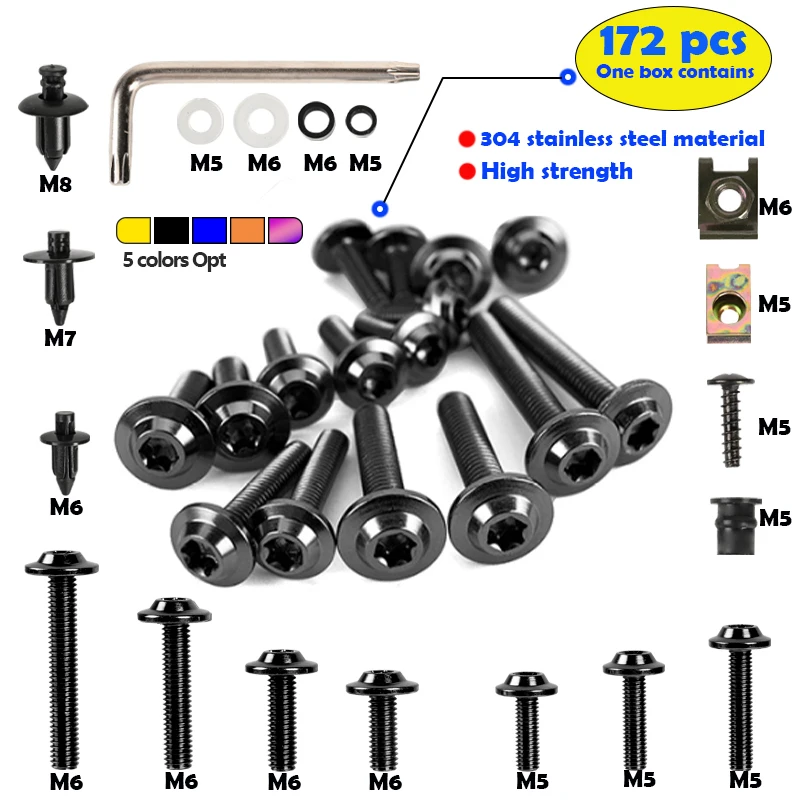 Fairing Bolts Stainless Steel Screws Kit Motorcycle Parts Nut Clips for Suzuki Hayabusa GSX1300R Katana V-Strom DL SV 1300R