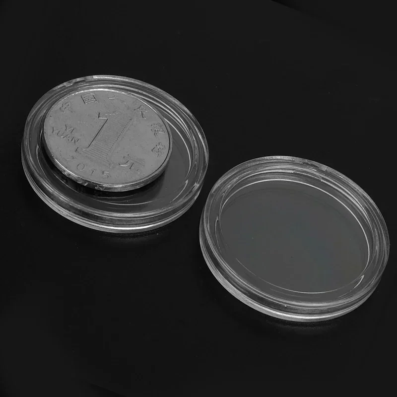 100Pcs 21/22/23/24/26/33 mm Clear Round Coin Capsules Money /Pence Storage Capsule Coin Holder Home Garden Supplies