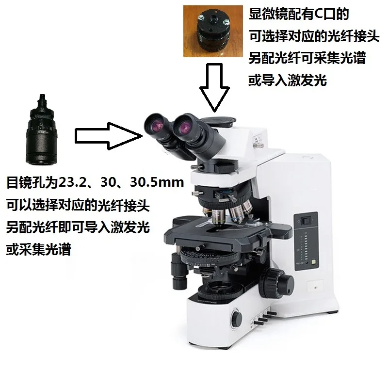 High Energy Large Area C Port Collimator Lens with SMA905 Fiber Optic Interface for C Mount Microscope