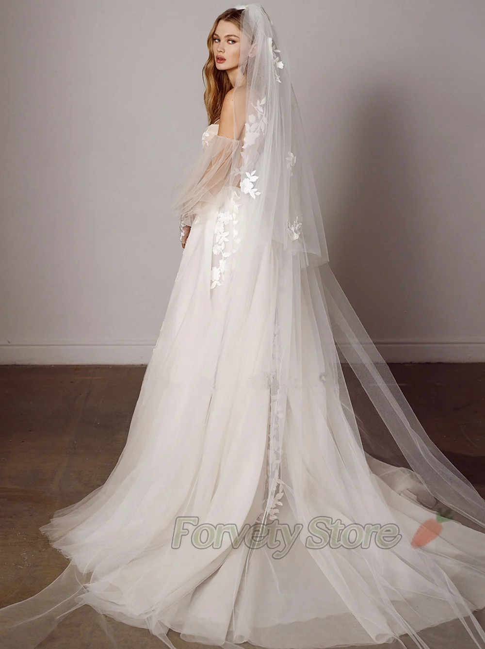 Evintage Bohemia abiti da sposa Sweetheart 3D Flower Appliques pizzo a-line abiti da sposa Beach Puff Sleeves Boho