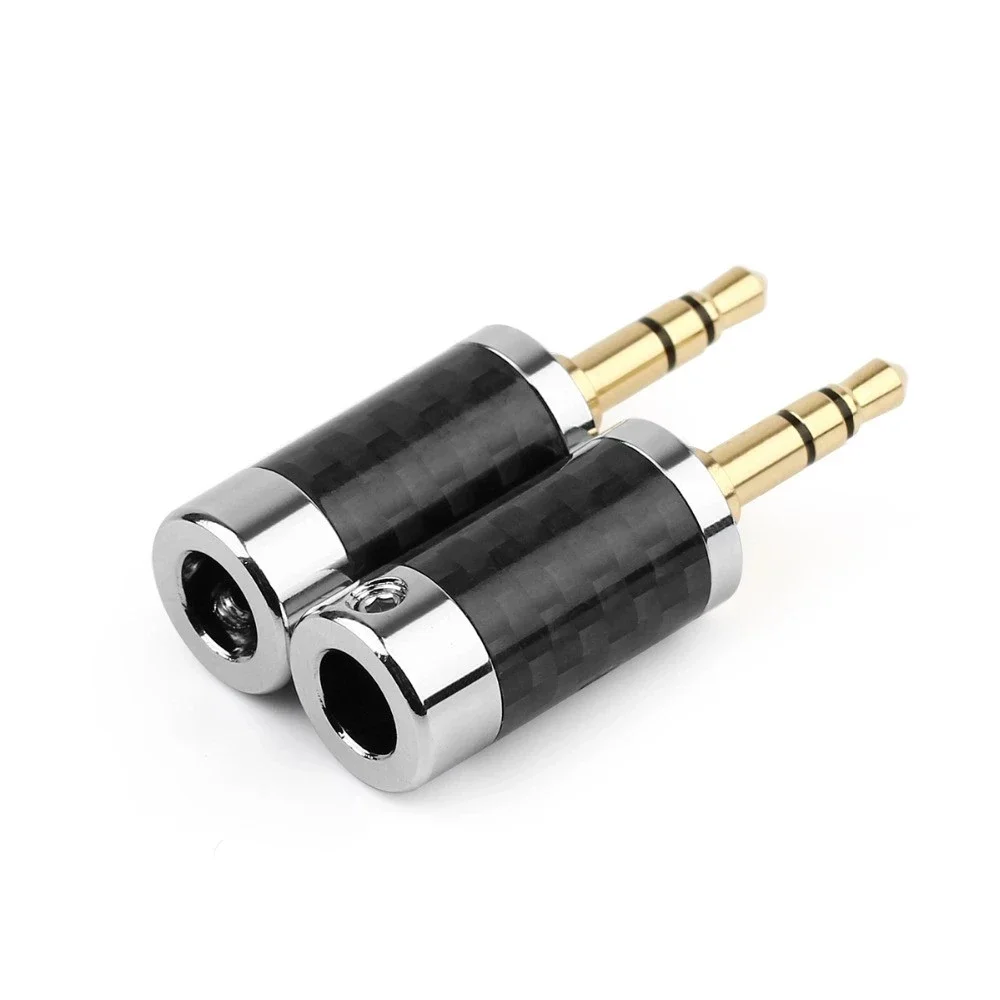 3.5mm 3 Pole Stereo Earphone Adapter 3.5 Metal Splice Carbon Fiber Earphone Plug HiFi Headphone Jack Solder Audio Connector