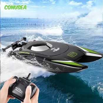 2.4G Radio Rc Boat 30km/h Racing Boat High Speed ​​Speedboat 20Mins Battery 2 Ch Dual Motor Waterproof Remote Control Ship Toy for Children