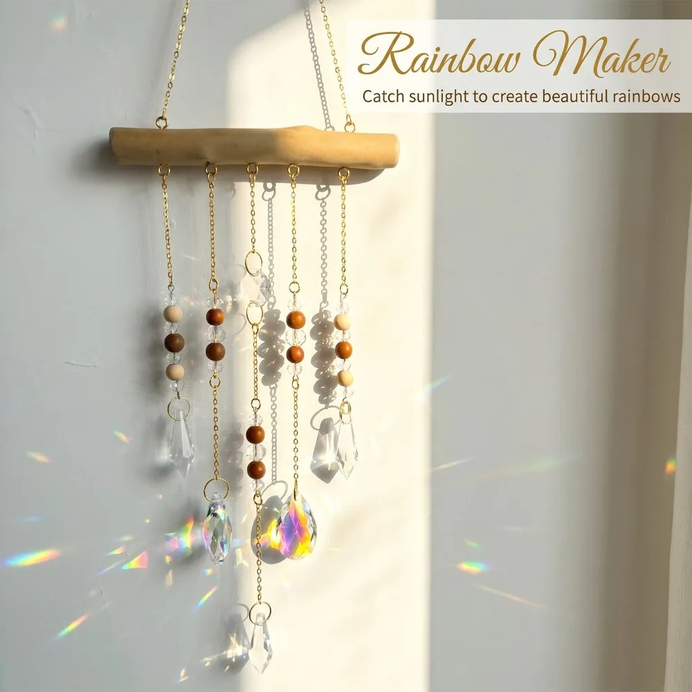 Rainbow Wind Chimes Dreamy Star Hanging Pendant Window Wind Bells Outdoor Crystal Pendant Suncatcher Home Garden Decorations
