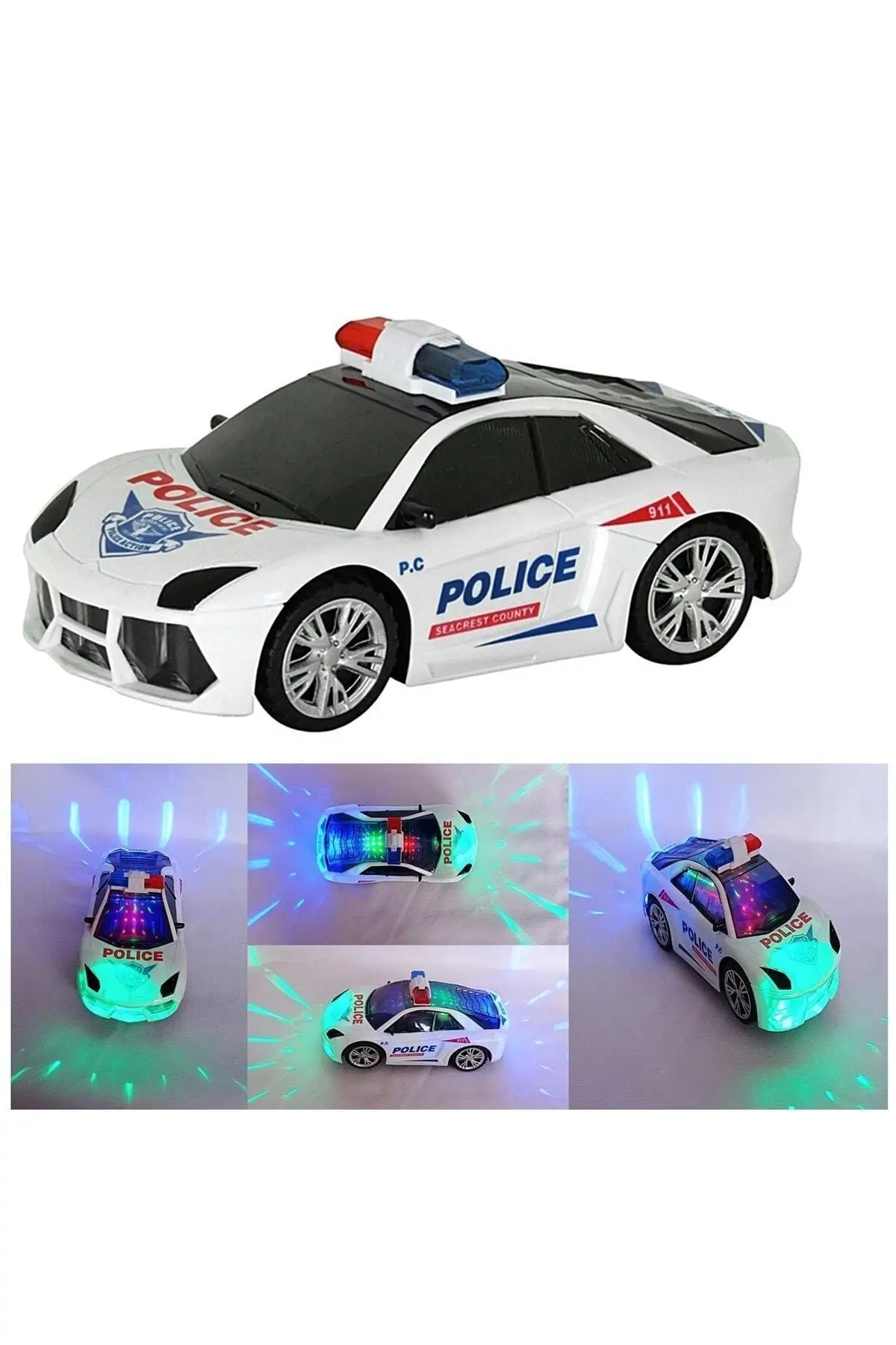 Police Toy Police Car with Battery that Changes Direction as It Hits, Light and Sound Police Car Useful Tutorial2022Trend Model