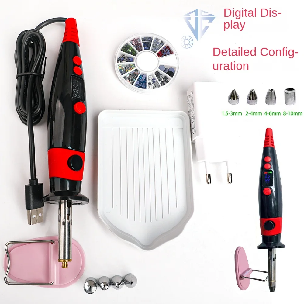 VC New Vacuum Self-Priming Temperature Display EU/US Plue Applicator Iron-On Wand Heat-Fix Tool Gun Mixed Size Rhinestones
