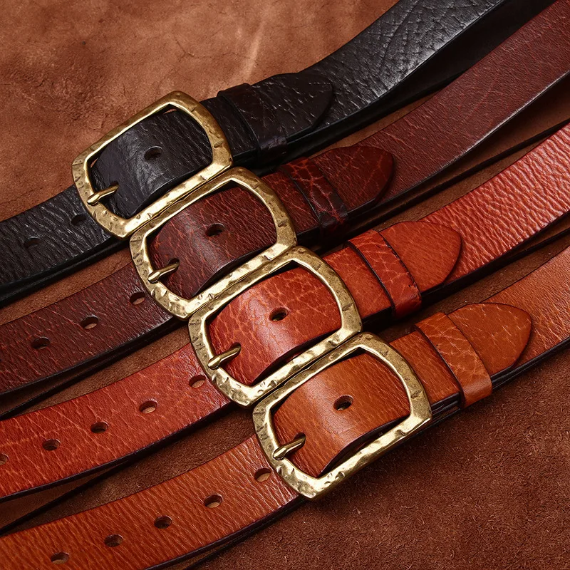 Men's Genuine Leather Belt with Brass Buckle - usage example