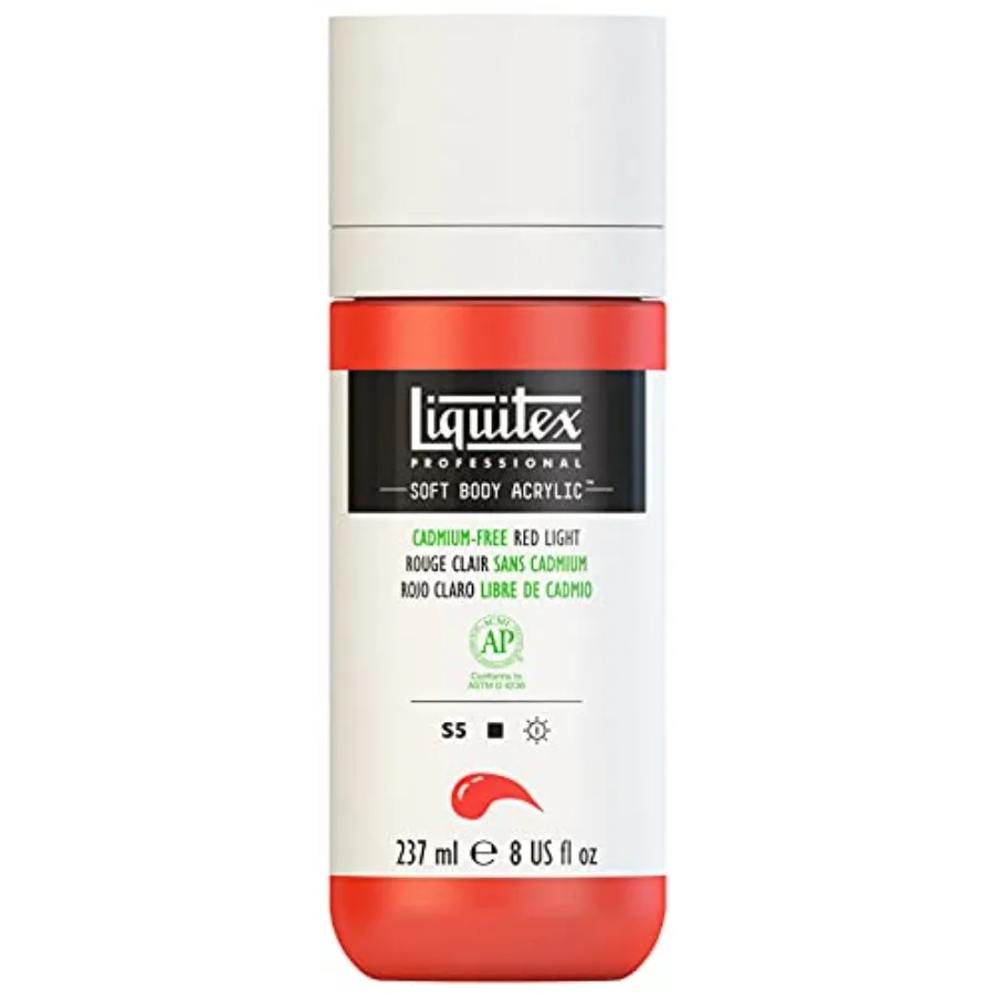 Professional Soft Body Acrylic Paint 237ml Cadmium-Free Red Light