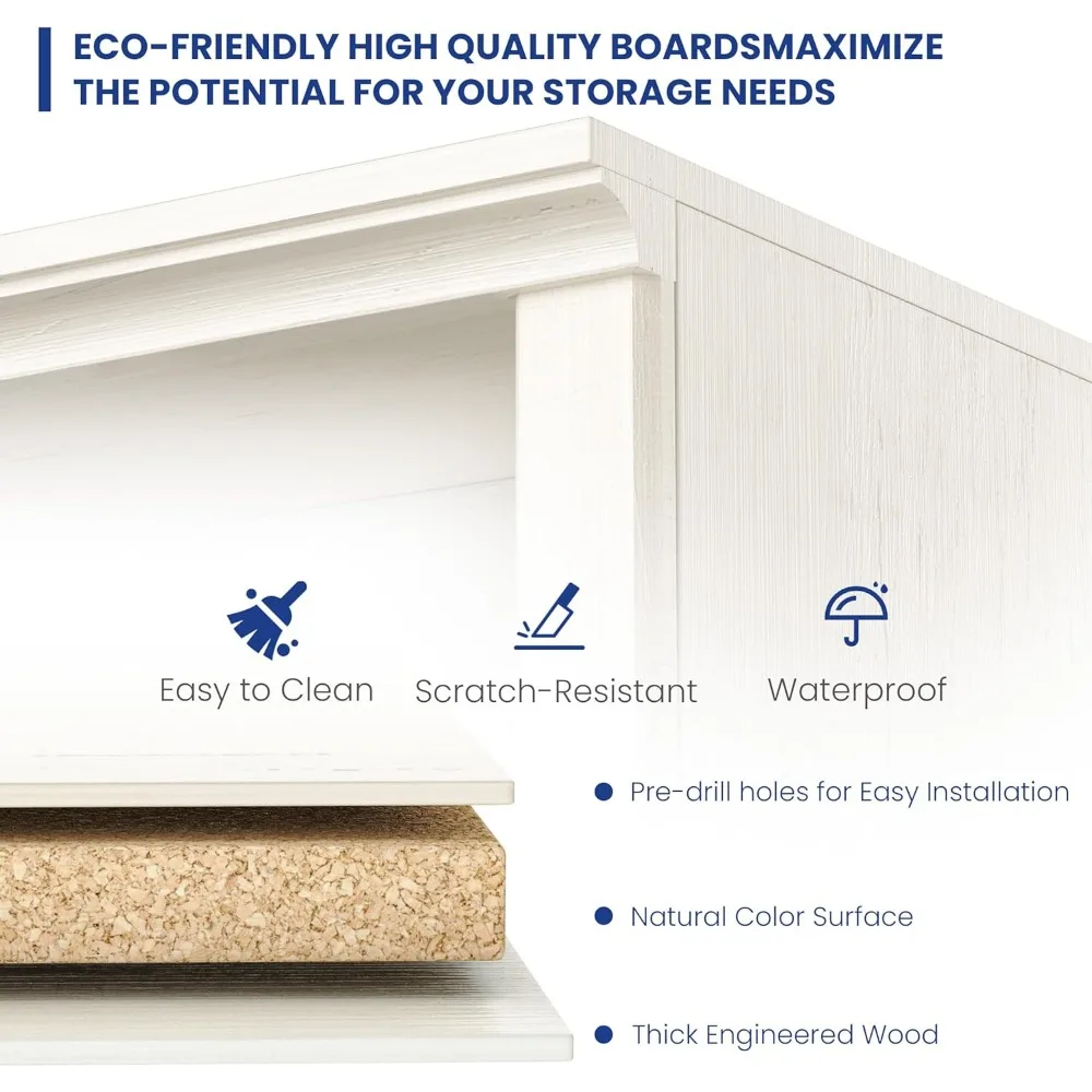 Large Cream White 72" Tall 5-Shelf Open Storage Bookcase