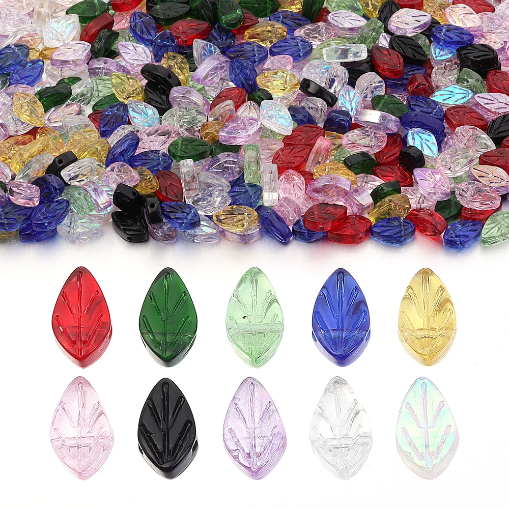 30 Stück Blatt-Kristallperlen, 11,5 x 7 mm, mehrfarbiges Glas, lose Distanzperlen für Schmuckherstellung, DIY-Anhänger, Armband, Ohrringe, Zubehör