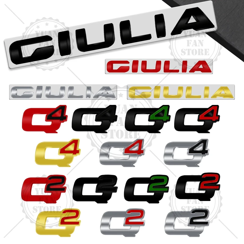 For GIULIA Q2 Q4 Emblem Alfa Romeo Giulia Giulietta Stelvio Mito Brera 159 147 156 Metal Badge 3D Stickers Car Trunk Body Decal