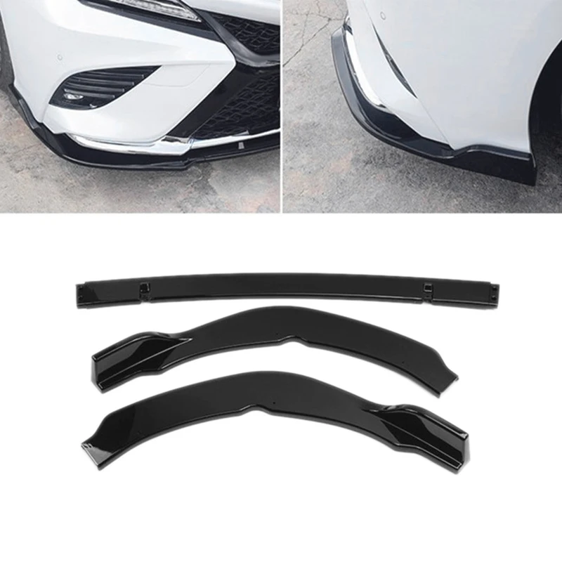 Dla 2018-2020 Toyota Camry Malowany czarny przedni zderzak Body Kit Spoiler Lip 3PCS