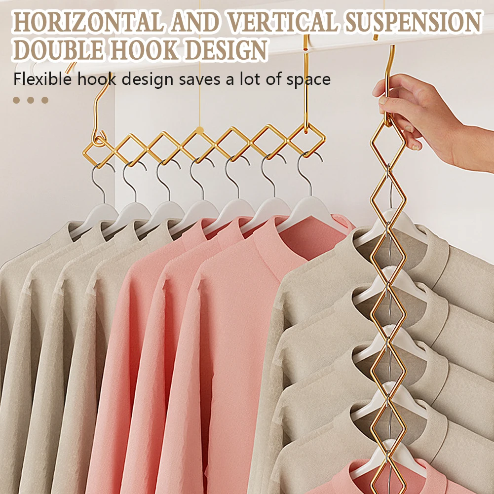 Magic Space Saving Clothes Hangers,Foldable Closet Organizer,Wardrobe Clothing Cascading Rack 7 Slots for Pants Dresses Coats