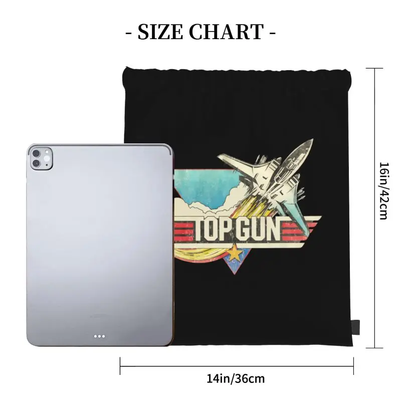 Top Gun Fighter Jet Logo F14 Tomcat Cruise Maverick Goose Pilot Drawstring Bags Gym Bag Portable Lightweight