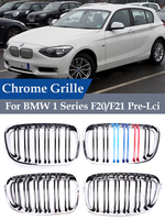 Front Bumper Chrome Silver Frame Gloss Black  M Performance Race Grille Cover For BMW 1 Series F20 F21 2011-2014 116i 118i 120i