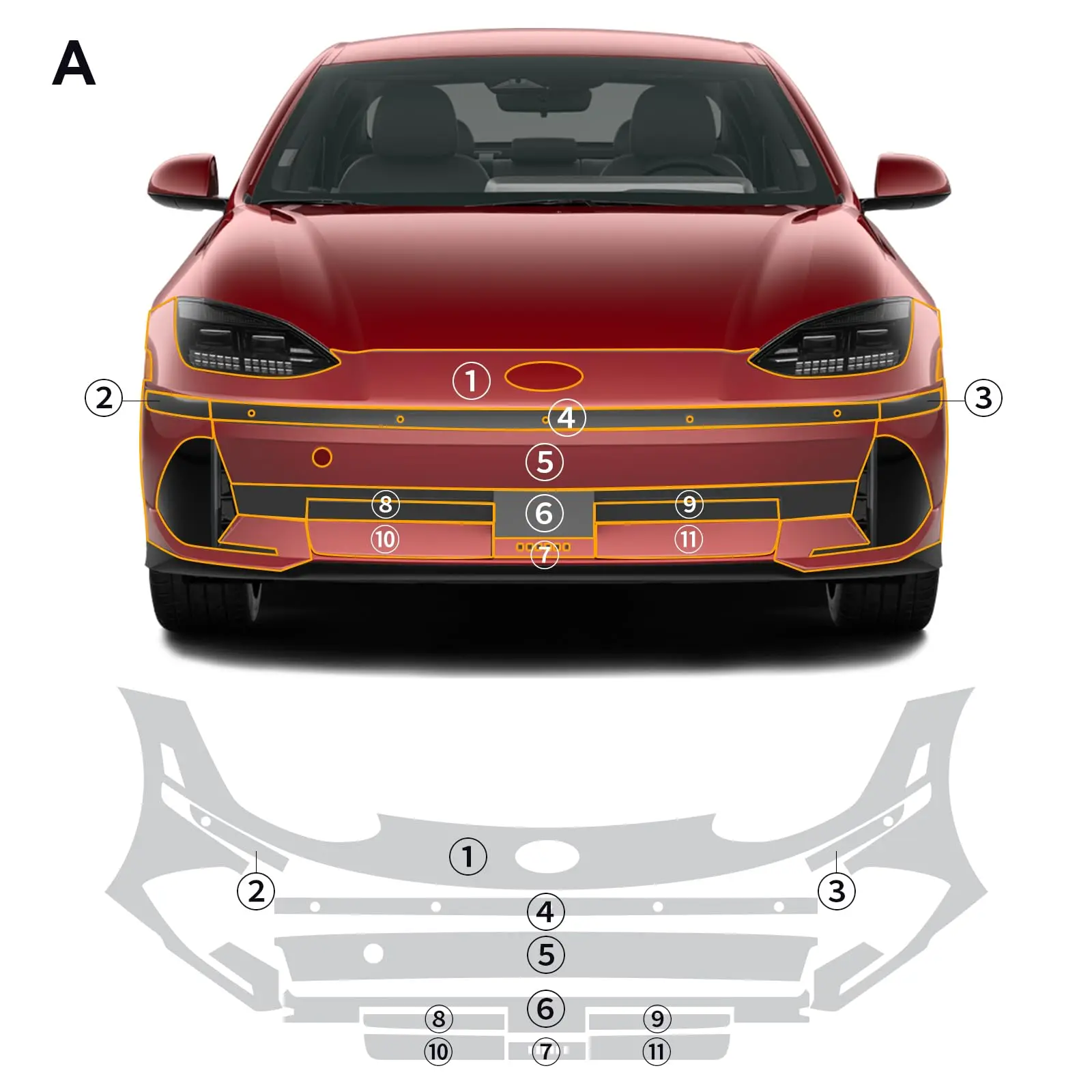 

For Hyundai IONIQ 6 2023-2024 TPU Body Bumper Door Pre-cut Sticker Paint Protection Film PPF Scratch-resistant And Transparent