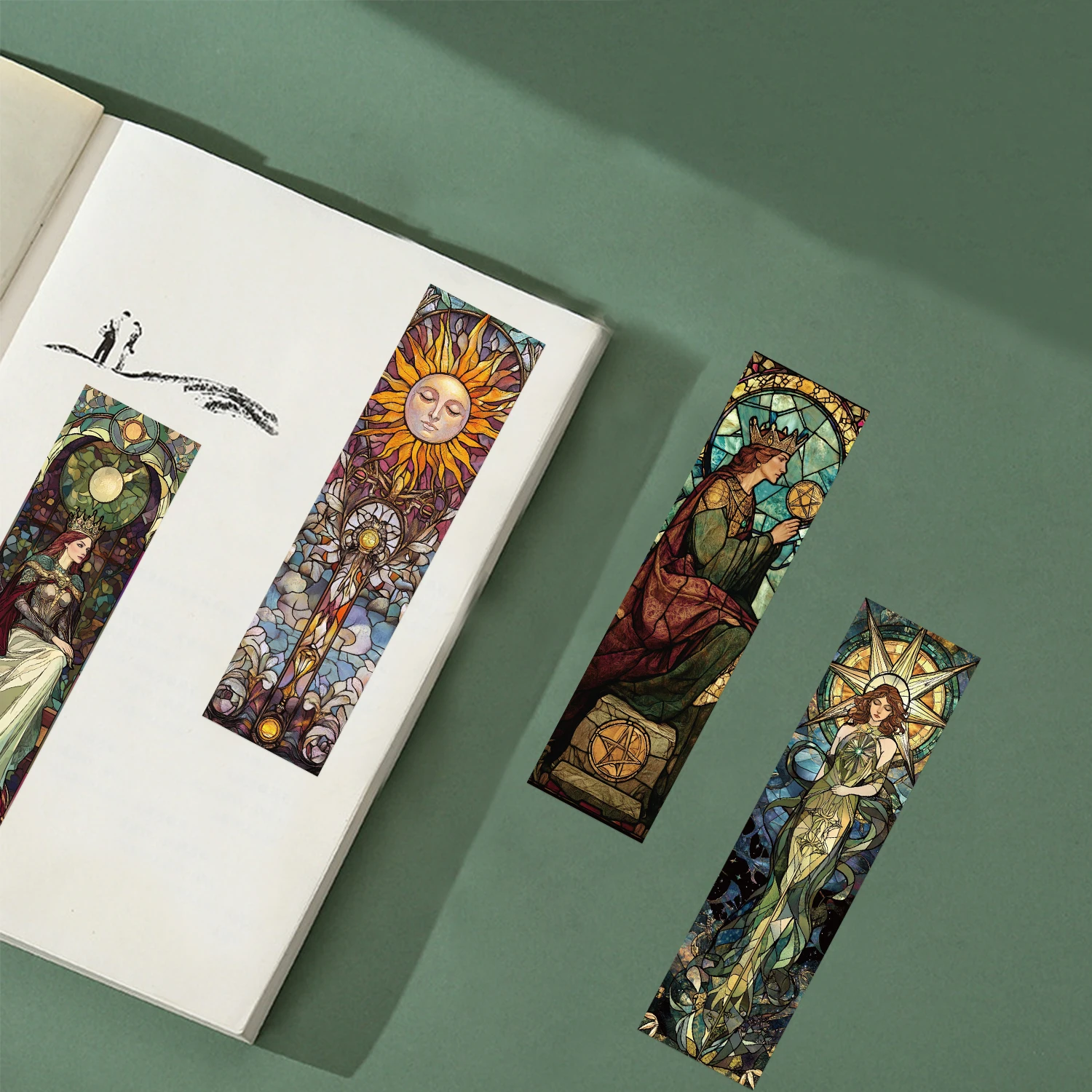 30 قطعة من الإشارات المرجعية للتارو من الزجاج الملون تصميم فريد بسيط إبداعي نمط فني براعة رائعة ملاحظة لاصقة مريحة